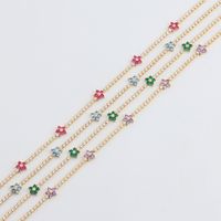 Wholesale Elegant Simple Style Flower Copper Plating Inlay K Gold Plated Zircon Necklace main image 1