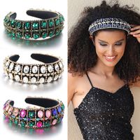 Baroque Style Oval Rhinestone Flannel Hair Band main image 1