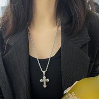 Wholesale Jewelry Punk Cool Style Cross Star Rose Alloy Crystal Iron Plating Layered Necklaces sku image 1