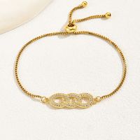 Elegant Simple Style Circle Copper 18k Gold Plated Zircon Bracelets In Bulk main image 3