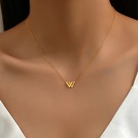 201 Stainless Steel 18K Gold Plated IG Style Elegant Simple Style Plating Inlay Letter Zircon Pendant Necklace main image 1