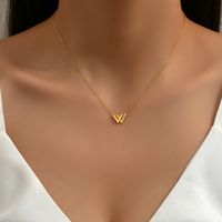 201 Stainless Steel 18K Gold Plated IG Style Elegant Simple Style Plating Inlay Letter Zircon Pendant Necklace main image 5