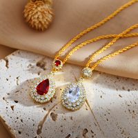 Elegant Glam Water Droplets Titanium Steel Copper Inlay Zircon Pendant Necklace main image 5