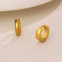 1 Pair Simple Style Round Plating Stainless Steel Titanium Steel 18K Gold Plated Hoop Earrings sku image 4