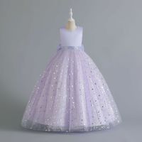 Elegant Princess Solid Color Sequins Bow Back Polyester Girls Dresses sku image 19