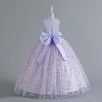 Elegant Princess Solid Color Sequins Bow Back Polyester Girls Dresses main image 6