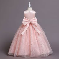 Elegant Princess Solid Color Sequins Bow Back Polyester Girls Dresses main image 7
