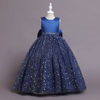 Elegant Princess Solid Color Sequins Bow Back Polyester Girls Dresses sku image 10