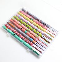 Bolígrafos Neutros De Diez Colores Con Estampado Floral De Estilo Japonés 10 Juegos sku image 6