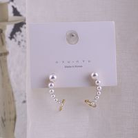 1 Pair Simple Style Round Inlay Alloy Pearl Ear Studs main image 2