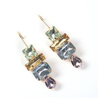 1 Pair Simple Style Square Inlay Alloy Artificial Gemstones Drop Earrings main image 4