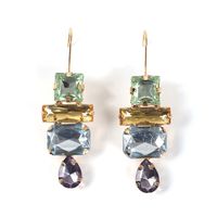 1 Pair Simple Style Square Inlay Alloy Artificial Gemstones Drop Earrings main image 5