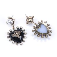 1 Pair Sweet Heart Shape Plating Inlay Alloy Artificial Gemstones Drop Earrings main image 5