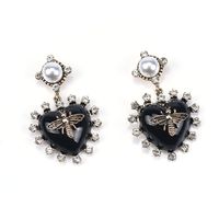 1 Pair Sweet Heart Shape Plating Inlay Alloy Artificial Gemstones Drop Earrings main image 4