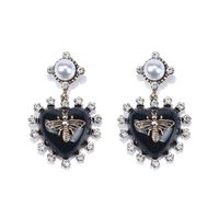 1 Pair Sweet Heart Shape Plating Inlay Alloy Artificial Gemstones Drop Earrings main image 2