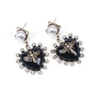 1 Pair Sweet Heart Shape Plating Inlay Alloy Artificial Gemstones Drop Earrings main image 3