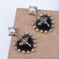 1 Pair Sweet Heart Shape Plating Inlay Alloy Artificial Gemstones Drop Earrings main image 1