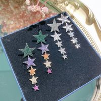 1 Pair Commute Star Inlay Copper Artificial Gemstones Ear Studs main image 1