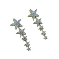 1 Pair Commute Star Inlay Copper Artificial Gemstones Ear Studs main image 5