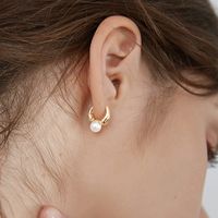 1 Pair Solid Color Plating Inlay Copper Pearl 18k Gold Plated Earrings main image 4