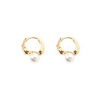1 Pair Solid Color Plating Inlay Copper Pearl 18k Gold Plated Earrings sku image 1
