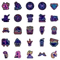 50 Neon Graffiti Stickers Personalized Cartoon Creative Motorcycle Computer Skateboard Trolley Case Luggage Stickers main image 5