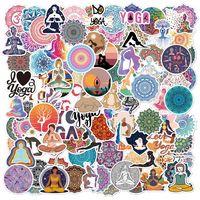 50 Sheets / 1 Package Mandala Yoga Pattern Round Decorative Stickers main image 1
