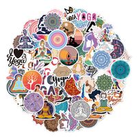50 Sheets / 1 Package Mandala Yoga Pattern Round Decorative Stickers main image 3