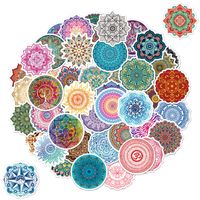 50 Sheets / 1 Package Mandala Yoga Pattern Round Decorative Stickers main image 2