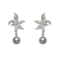 1 Pair Elegant Vintage Style Flower Imitation Pearl Alloy Drop Earrings main image 5