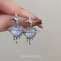 1 Pair Fairy Style Korean Style Heart Shape Inlay Alloy Artificial Gemstones Ear Studs main image 1