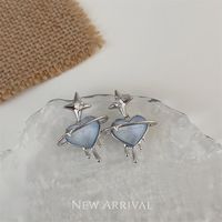 1 Pair Fairy Style Korean Style Heart Shape Inlay Alloy Artificial Gemstones Ear Studs main image 4