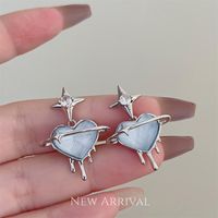 1 Pair Fairy Style Korean Style Heart Shape Inlay Alloy Artificial Gemstones Ear Studs sku image 1