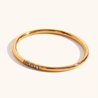 Basic Simple Style Classic Style Solid Color Stainless Steel Plating Inlay Rhinestones 18k Gold Plated Rings main image 2