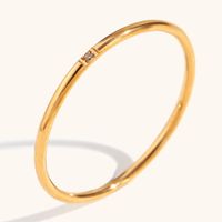 Basic Simple Style Classic Style Solid Color Stainless Steel Plating Inlay Rhinestones 18k Gold Plated Rings main image 5