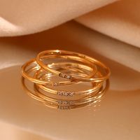 Basic Simple Style Classic Style Solid Color Stainless Steel Plating Inlay Rhinestones 18k Gold Plated Rings main image 3