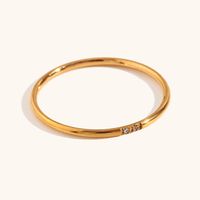 Basic Simple Style Classic Style Solid Color Stainless Steel Plating Inlay Rhinestones 18k Gold Plated Rings sku image 5