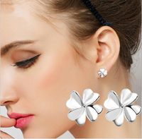 1 Pair Elegant Simple Style Commute Four Leaf Clover Plating Alloy Ear Studs main image 1