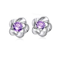 1 Pair Ig Style Lady Flower Inlay Alloy Zircon Ear Studs sku image 1