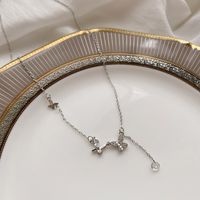 Sweet Heart Shape Crown Bow Knot Titanium Steel Copper Inlay Zircon Pendant Necklace sku image 15
