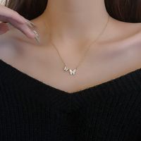 Sweet Heart Shape Crown Bow Knot Titanium Steel Copper Inlay Zircon Pendant Necklace main image 2