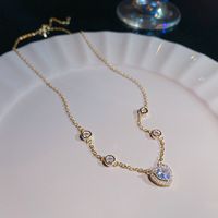 Sweet Heart Shape Crown Bow Knot Titanium Steel Copper Inlay Zircon Pendant Necklace sku image 23