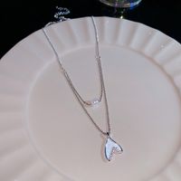 Sweet Heart Shape Crown Bow Knot Titanium Steel Copper Inlay Zircon Pendant Necklace sku image 13