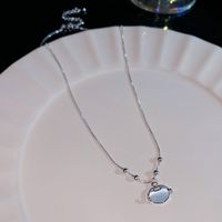 Sweet Heart Shape Crown Bow Knot Titanium Steel Copper Inlay Zircon Pendant Necklace sku image 19
