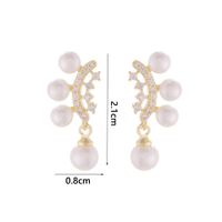 1 Pair Retro French Style Commute Round Plating Inlay Copper Artificial Pearls Zircon 14k Gold Plated Ear Studs main image 2