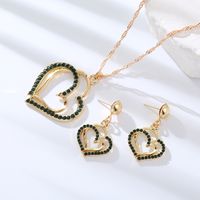 Elegant Luxurious Heart Shape Alloy Inlay Rhinestones Women's Earrings Necklace main image 7
