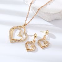 Elegant Luxurious Heart Shape Alloy Inlay Rhinestones Women's Earrings Necklace main image 4