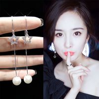 1 Pair Elegant Star Tassel Heart Shape Inlay Alloy Artificial Pearls Rhinestones Glass Earrings sku image 29