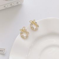 1 Pair Elegant Lady Geometric Heart Shape Inlay Alloy Artificial Rhinestones Artificial Pearls Drop Earrings sku image 4