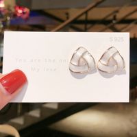 1 Pair Elegant Lady Geometric Heart Shape Inlay Alloy Artificial Rhinestones Artificial Pearls Drop Earrings sku image 5